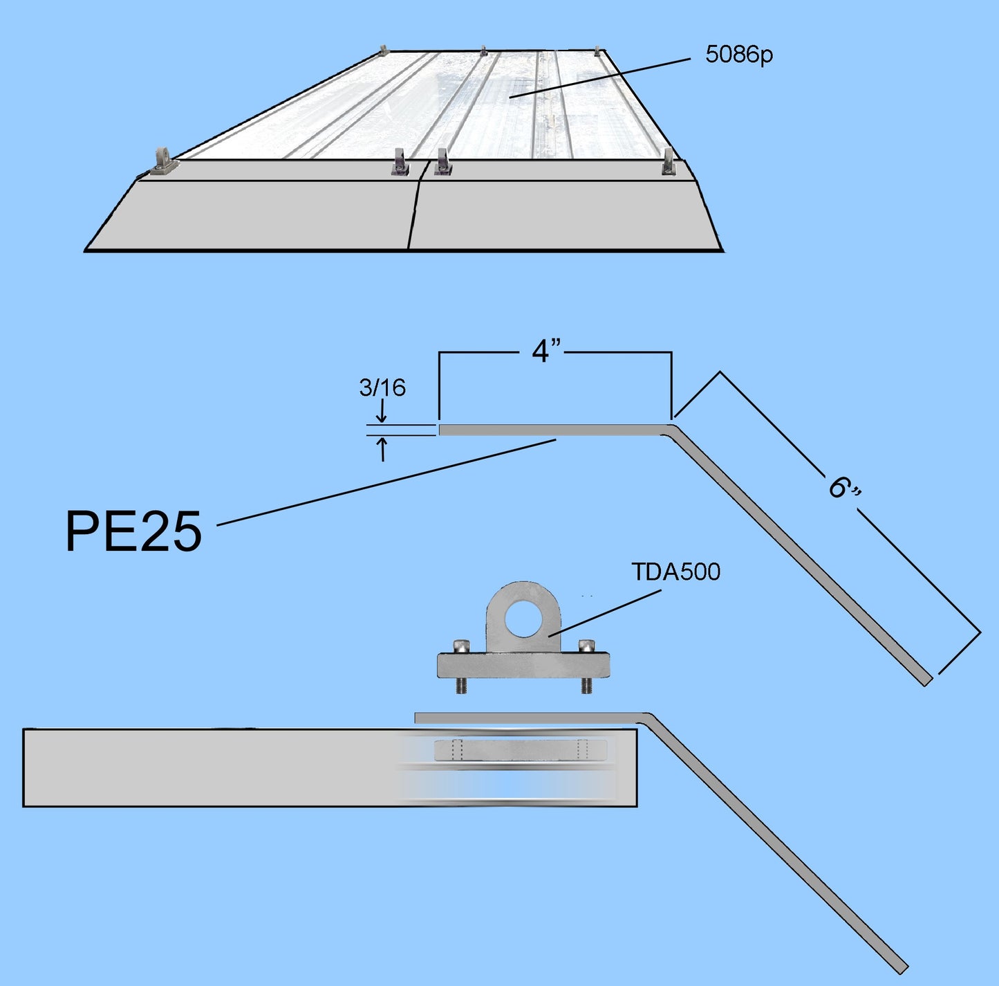 PE25-2   Dovetail Heavy Duty Aluminum 25" Wide each (Set of 2)